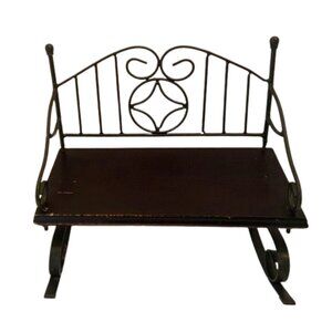Doll Cast Iron Rocker Bench Wood Slat Collectible Display